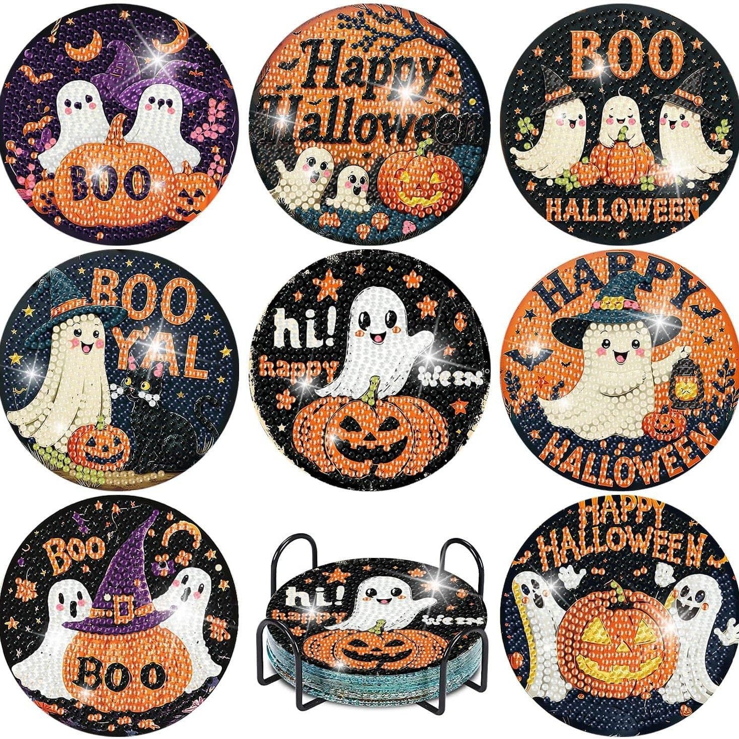 Add festive shine with Halloween Diamond Painted Coasters . Durable, sparkly, and fun—ideal for Halloween parties, table décor, or seasonal gifts.