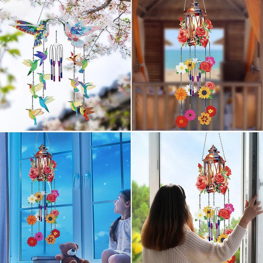 DIY Diamond Painting Double Sided 3D Wind Chime Pendant Hanging Kit