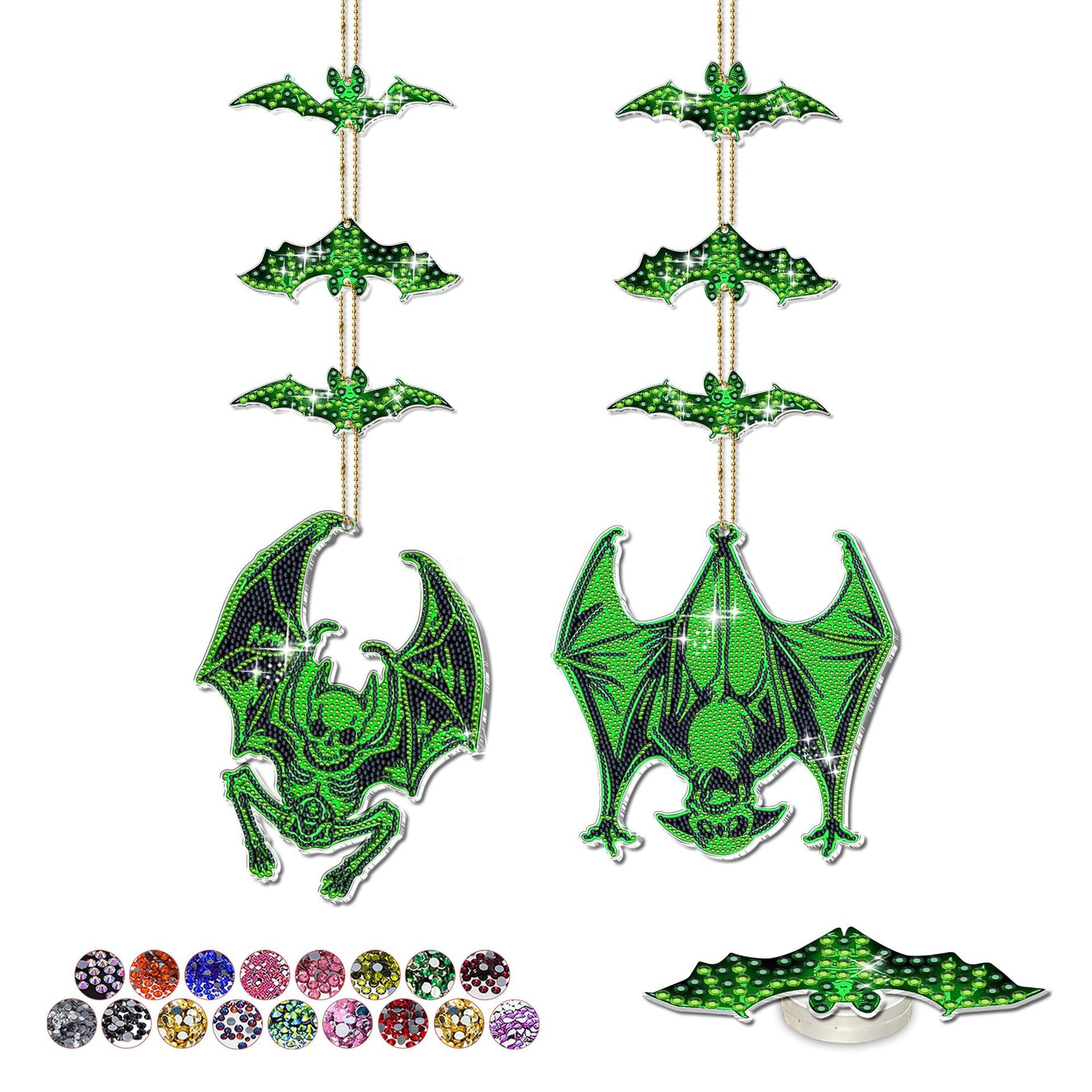 9PCS Light-Up Diamond Painting Hanging Set with pumpkins, ghosts, and bats. Perfect DIY décor for Halloween, parties, and festive celebrations.