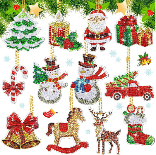 Create sparkling holiday joy with our 12pcs Christmas Diamond Painting Keychain kit . Fun 5D DIY crafts for kids & adults. Perfect gifts & festive decorations!