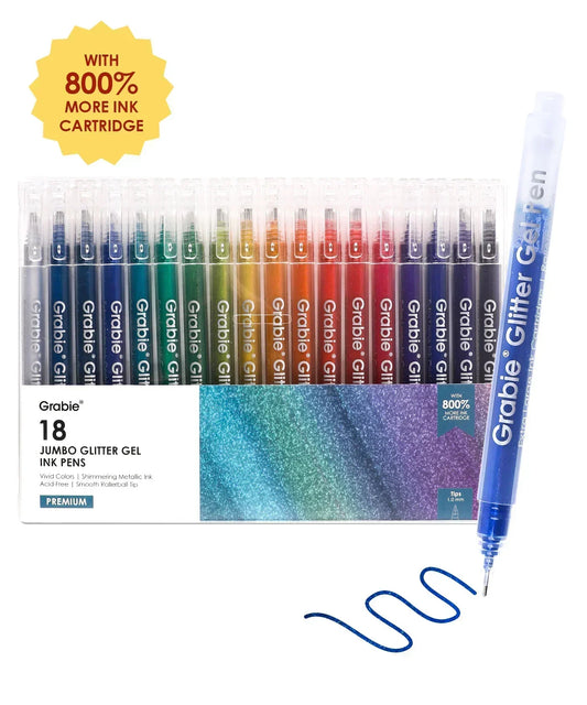Jumbo Iridescent Glitter Gel Ink Pen Set Of 18