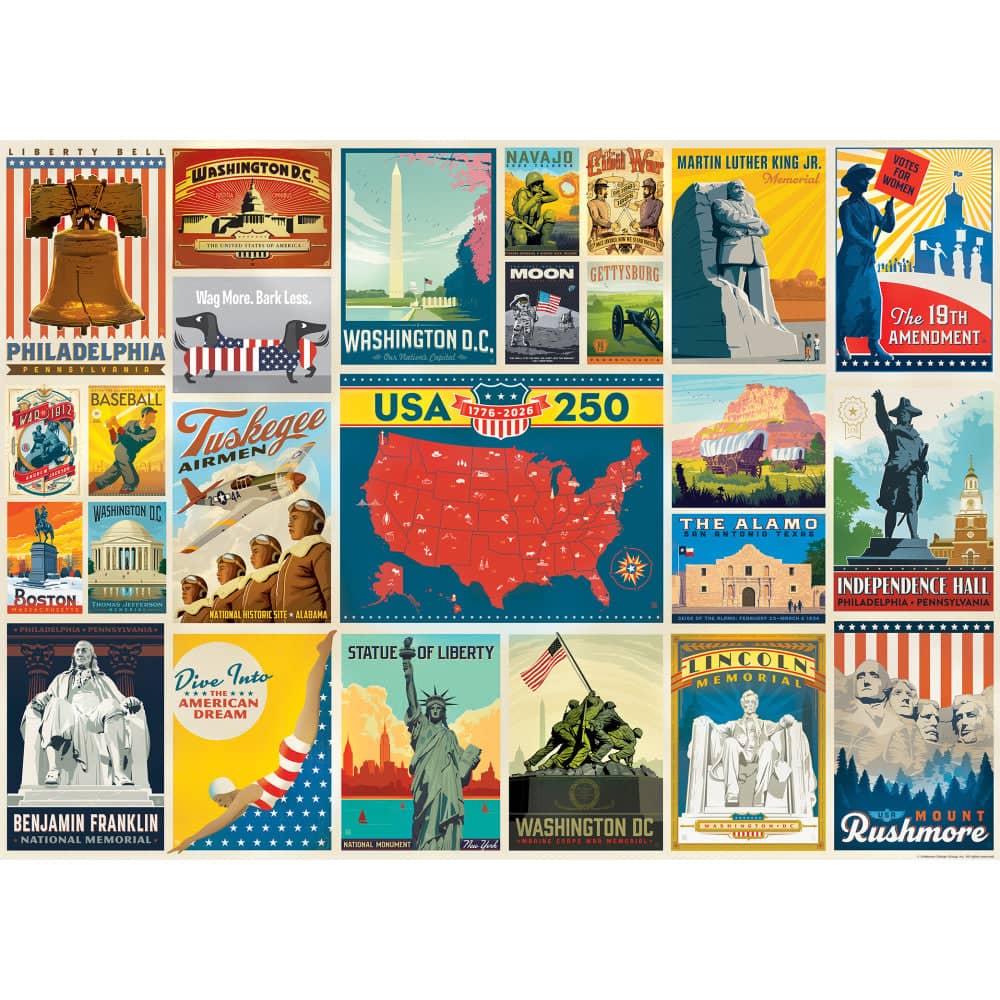 USA 250th Anniversary Vintage Poster Puzzle – 1000 Piece Collector's Edition
