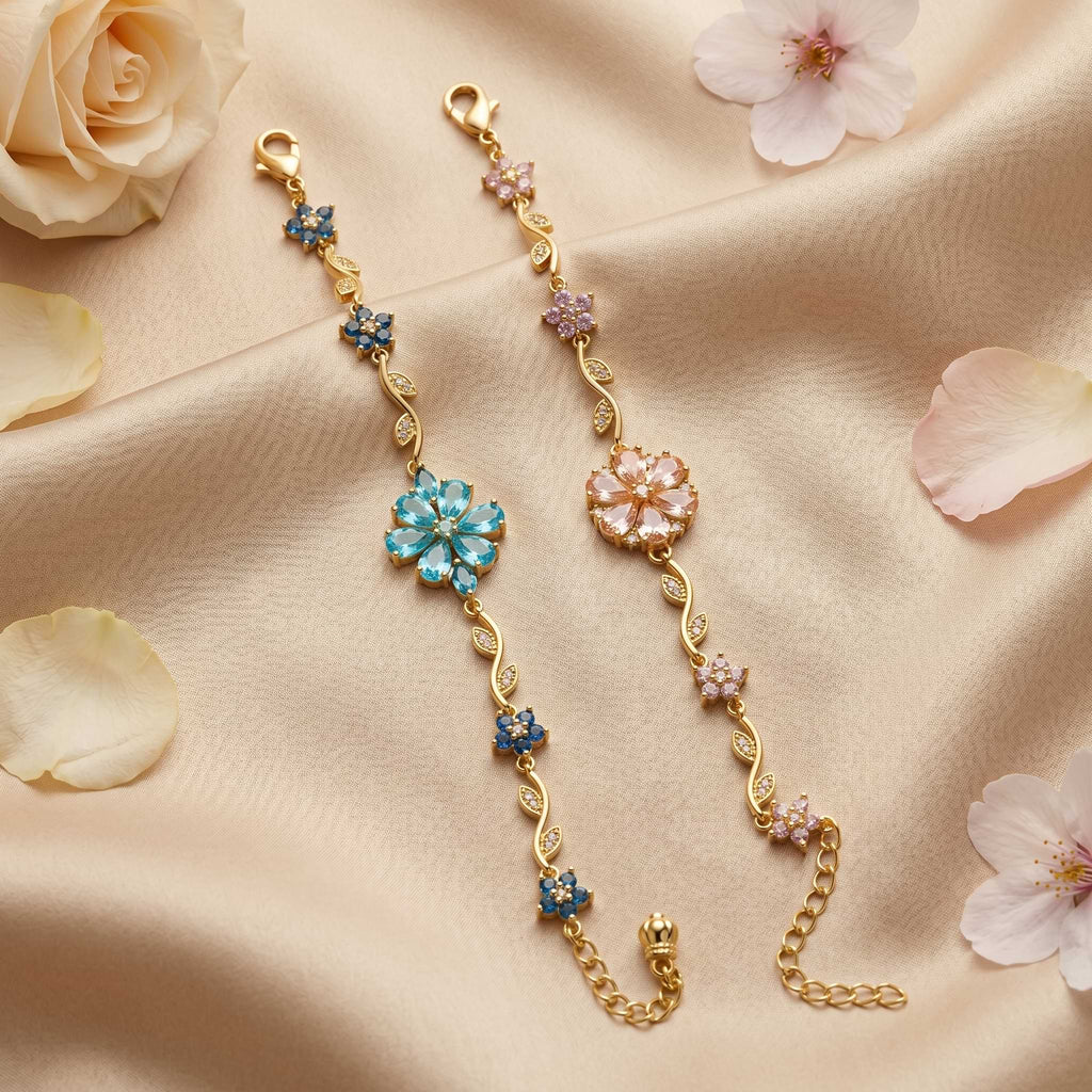 Natural Crystal Blossom Bracelet – Elegant Lucky Charm Jewelry