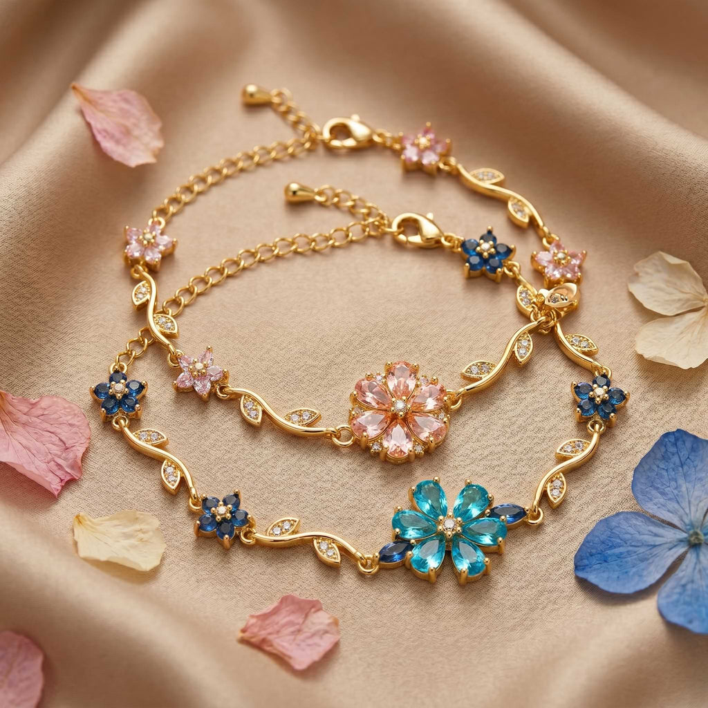 Natural Crystal Blossom Bracelet – Elegant Lucky Charm Jewelry