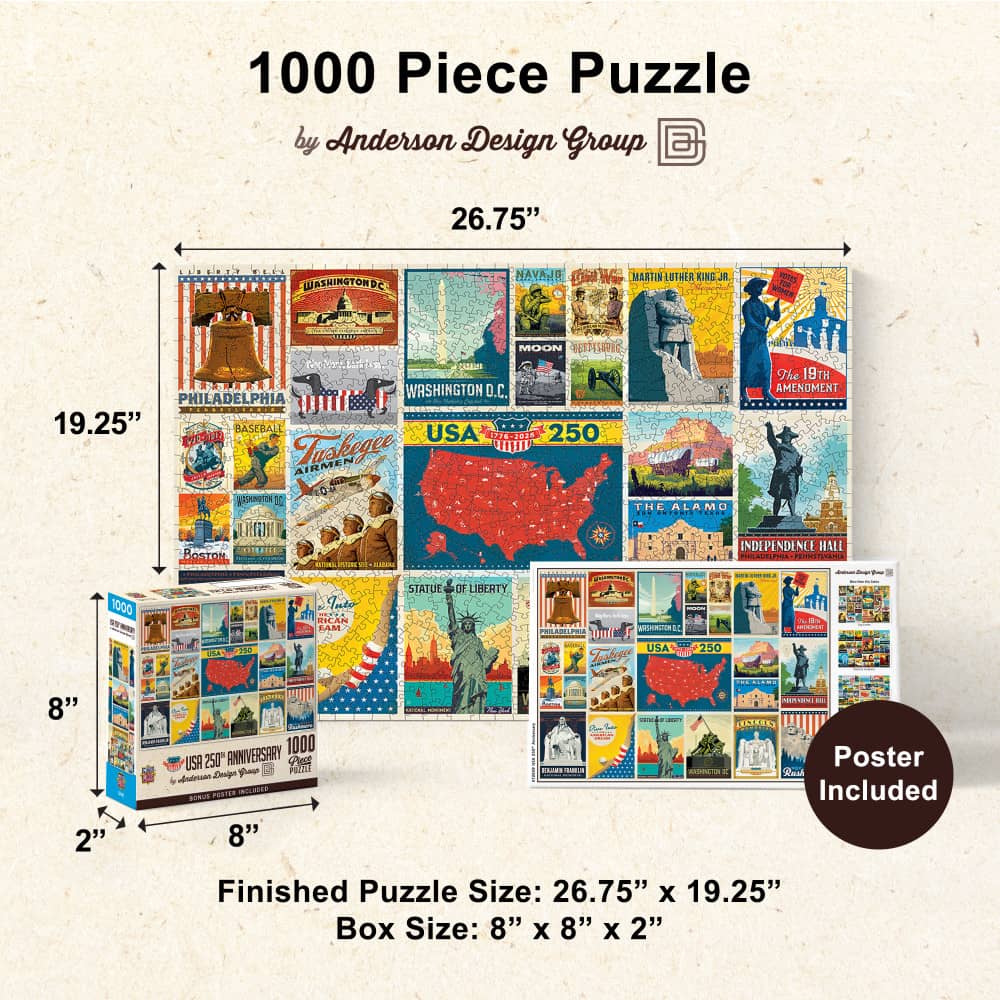 USA 250th Anniversary Vintage Poster Puzzle – 1000 Piece Collector's Edition