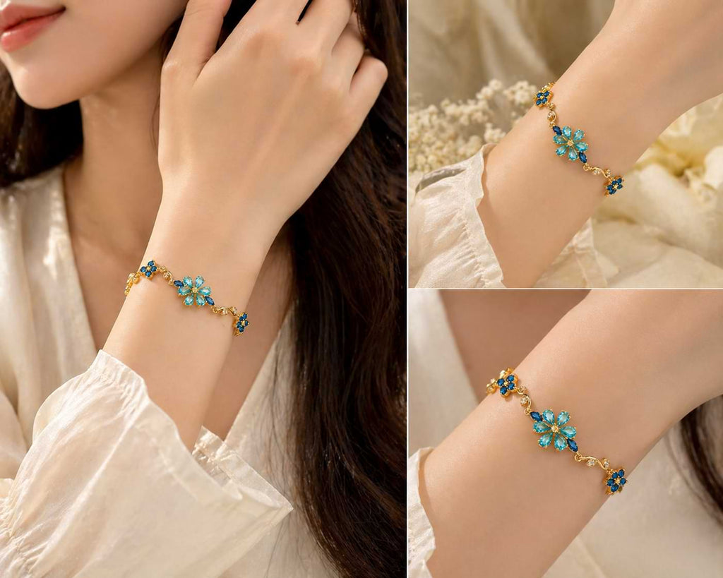 Natural Crystal Blossom Bracelet – Elegant Lucky Charm Jewelry