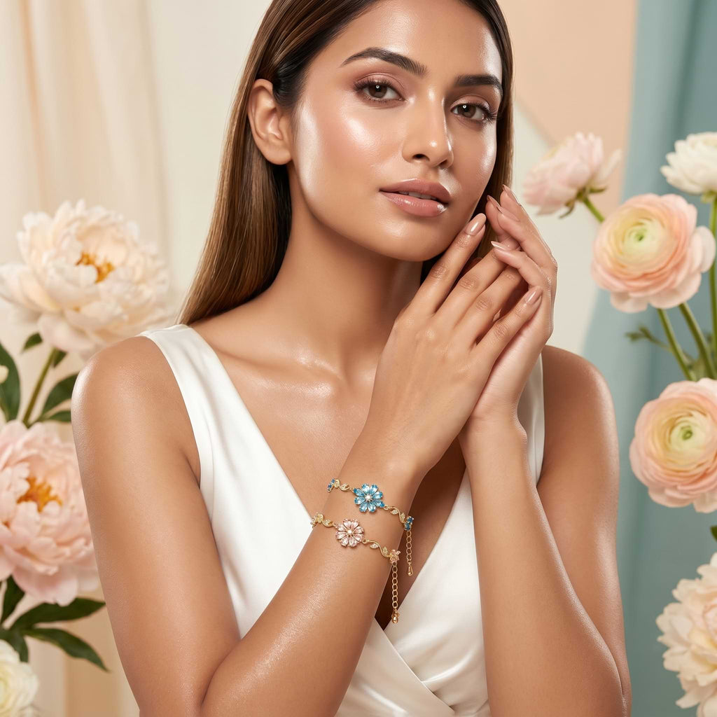 Natural Crystal Blossom Bracelet – Elegant Lucky Charm Jewelry