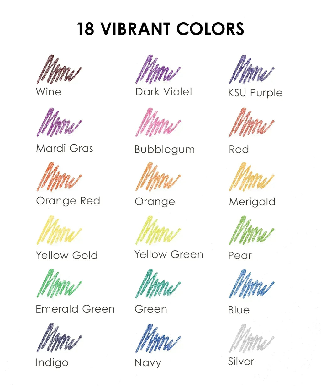 Jumbo Iridescent Glitter Gel Ink Pen Set Of 18