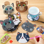 Cat & Moon Diamond Painting Coaster Kit