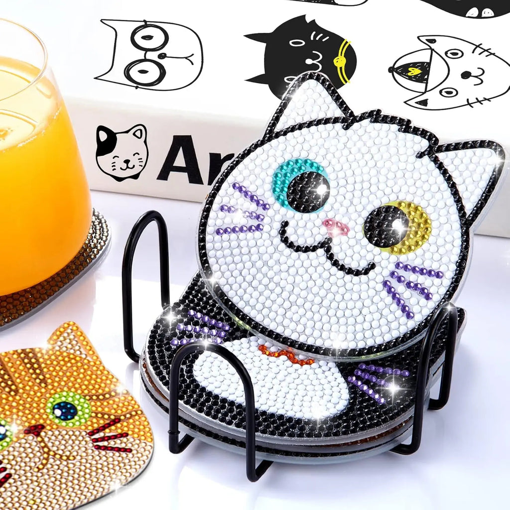 Cat & Moon Diamond Painting Coaster Kit