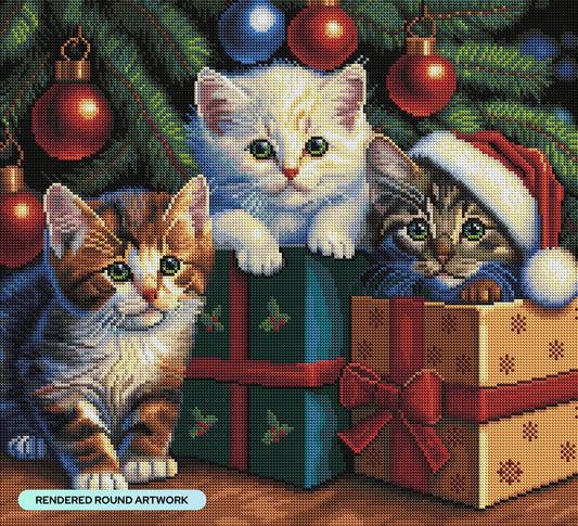🎁🐱 Christmas Kitten & Gift Diamond Painting Kit ✨