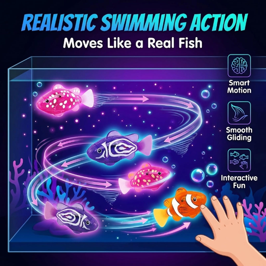 Swimming Robot Fish – LED Light Up Interactive Toy for Water