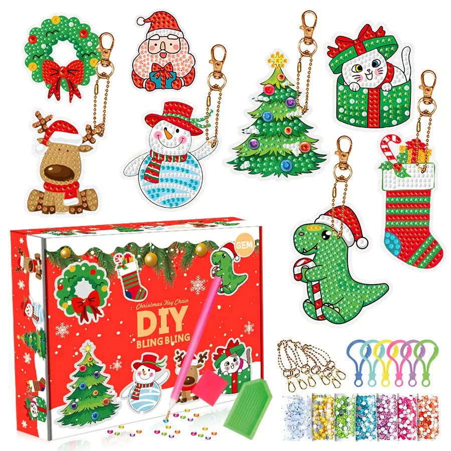 ✨ DIY Christmas Diamond Keychain Set 🎅