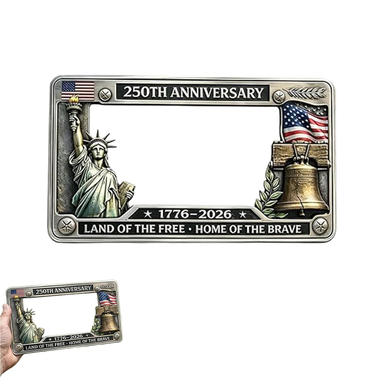 USA 250 Year Commemorative License Plate Frame – Patriotic Vehicle Decor