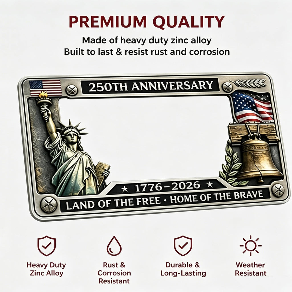 USA 250 Year Commemorative License Plate Frame – Patriotic Vehicle Decor