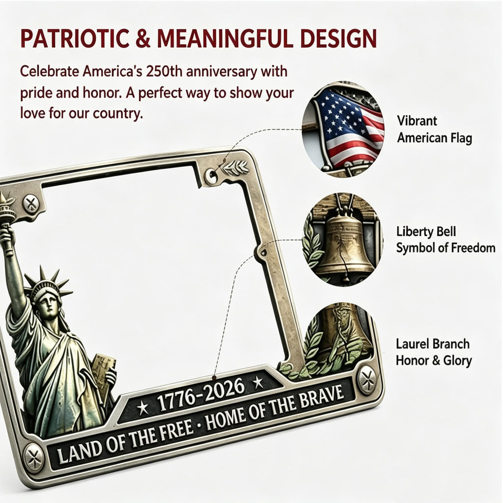 USA 250 Year Commemorative License Plate Frame – Patriotic Vehicle Decor