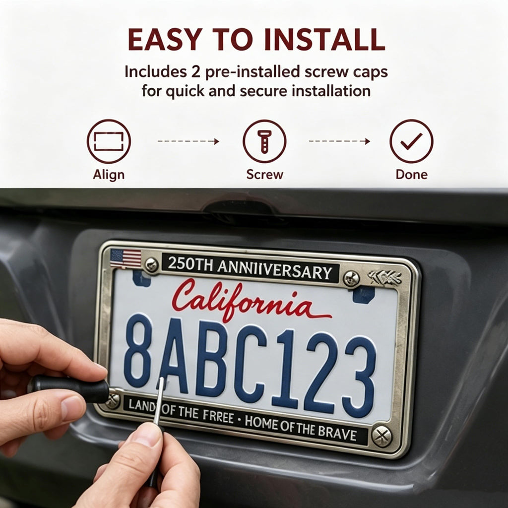 USA 250 Year Commemorative License Plate Frame – Patriotic Vehicle Decor