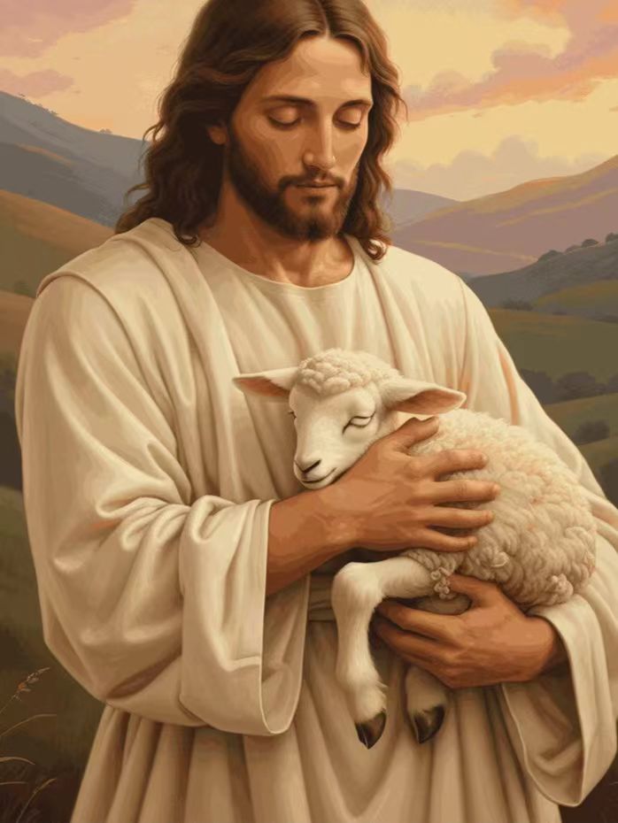 Jesus Holding the Lamb Diamond Painting
