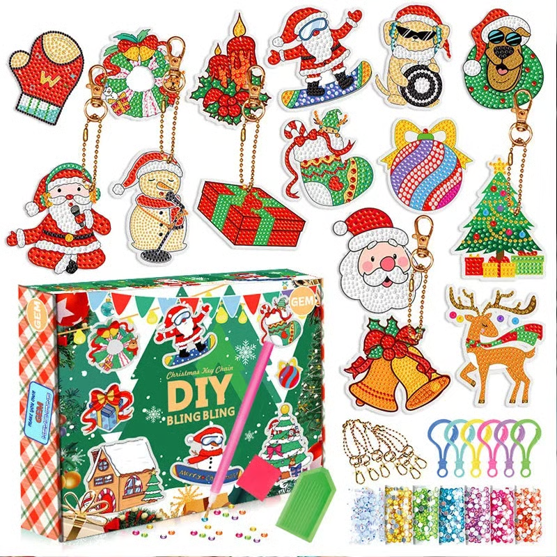 ✨ DIY Christmas Diamond Keychain Set 🎅