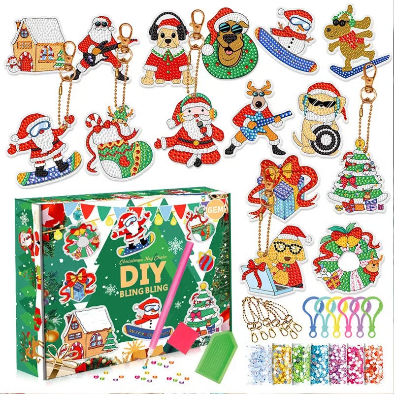 ✨ DIY Christmas Diamond Keychain Set 🎅