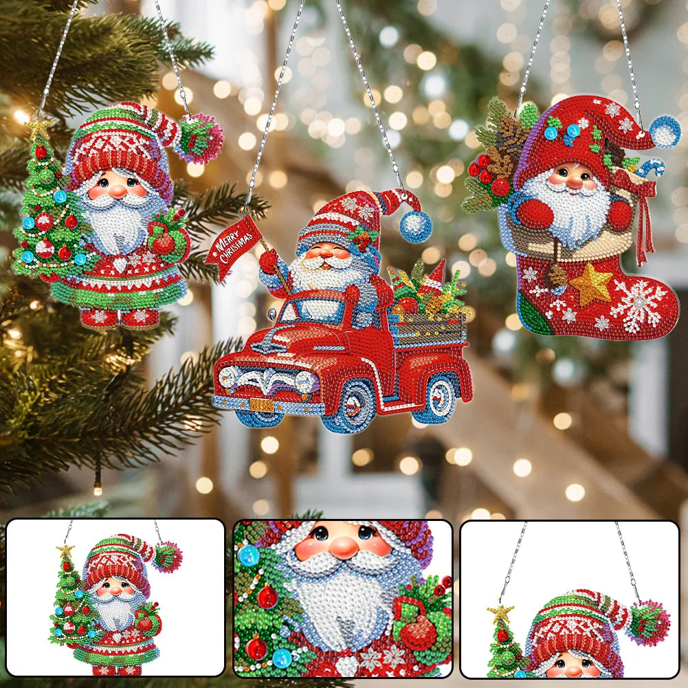 DIY Diamond Painting Christmas Hanging Ornaments（3PCS）