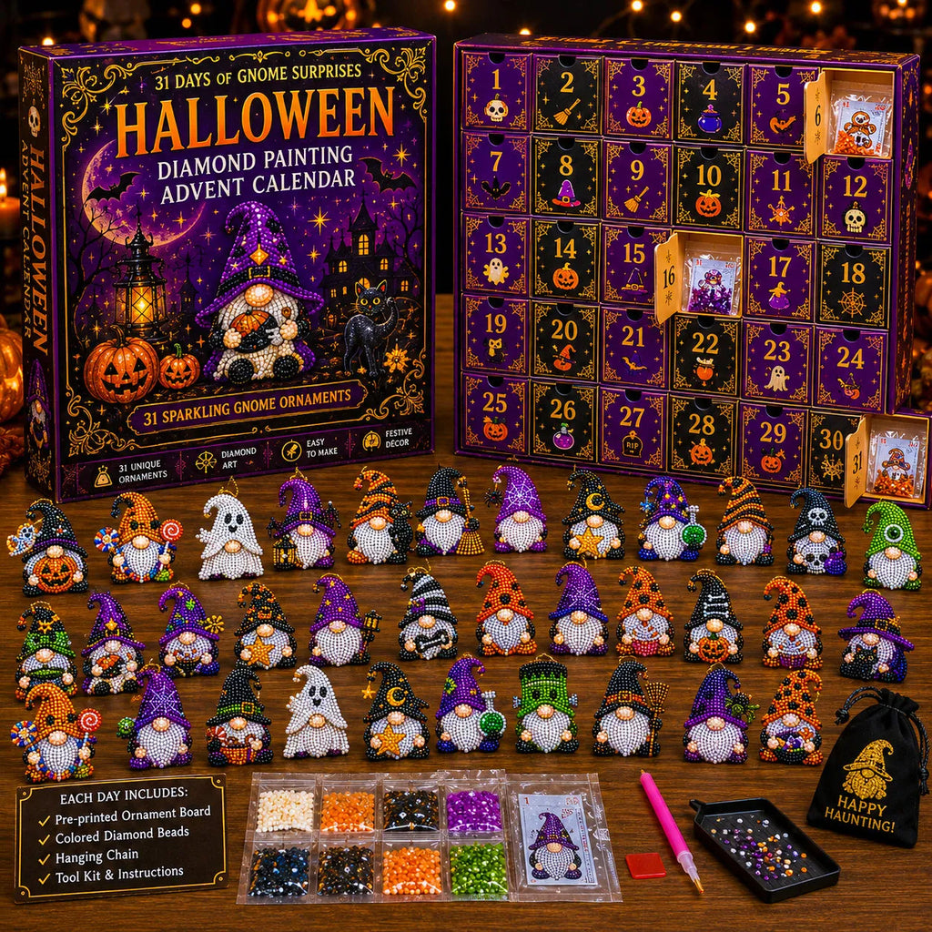 31-Day Halloween Diamond Painting Advent Calendar – Spooky DIY Countdown Kit