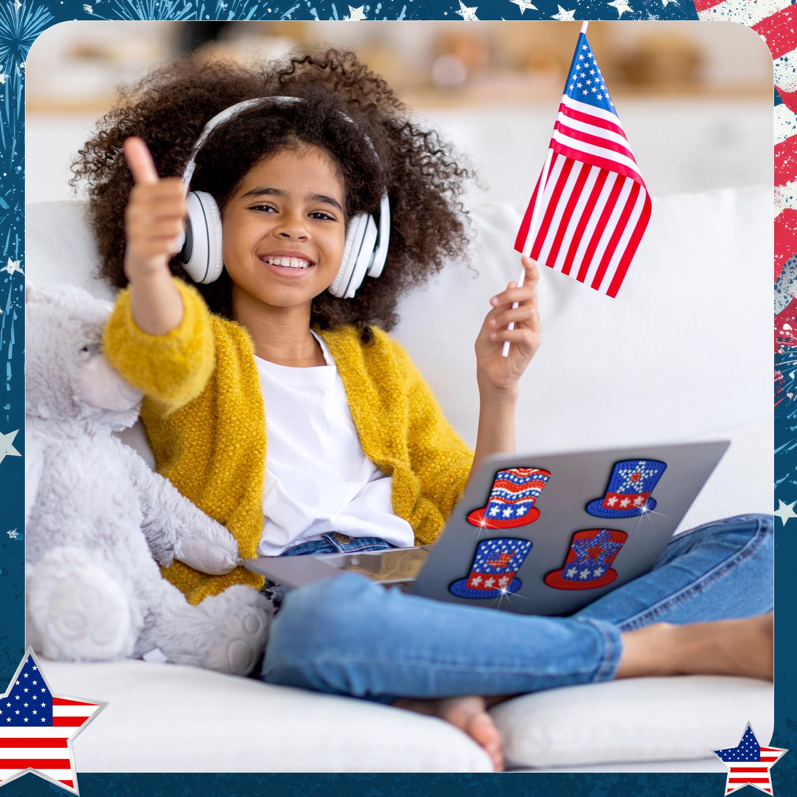 30PCS Patriotic Diamond Painting Fridge Magnets Kit