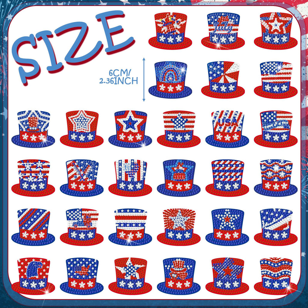 30PCS Patriotic Diamond Painting Fridge Magnets Kit