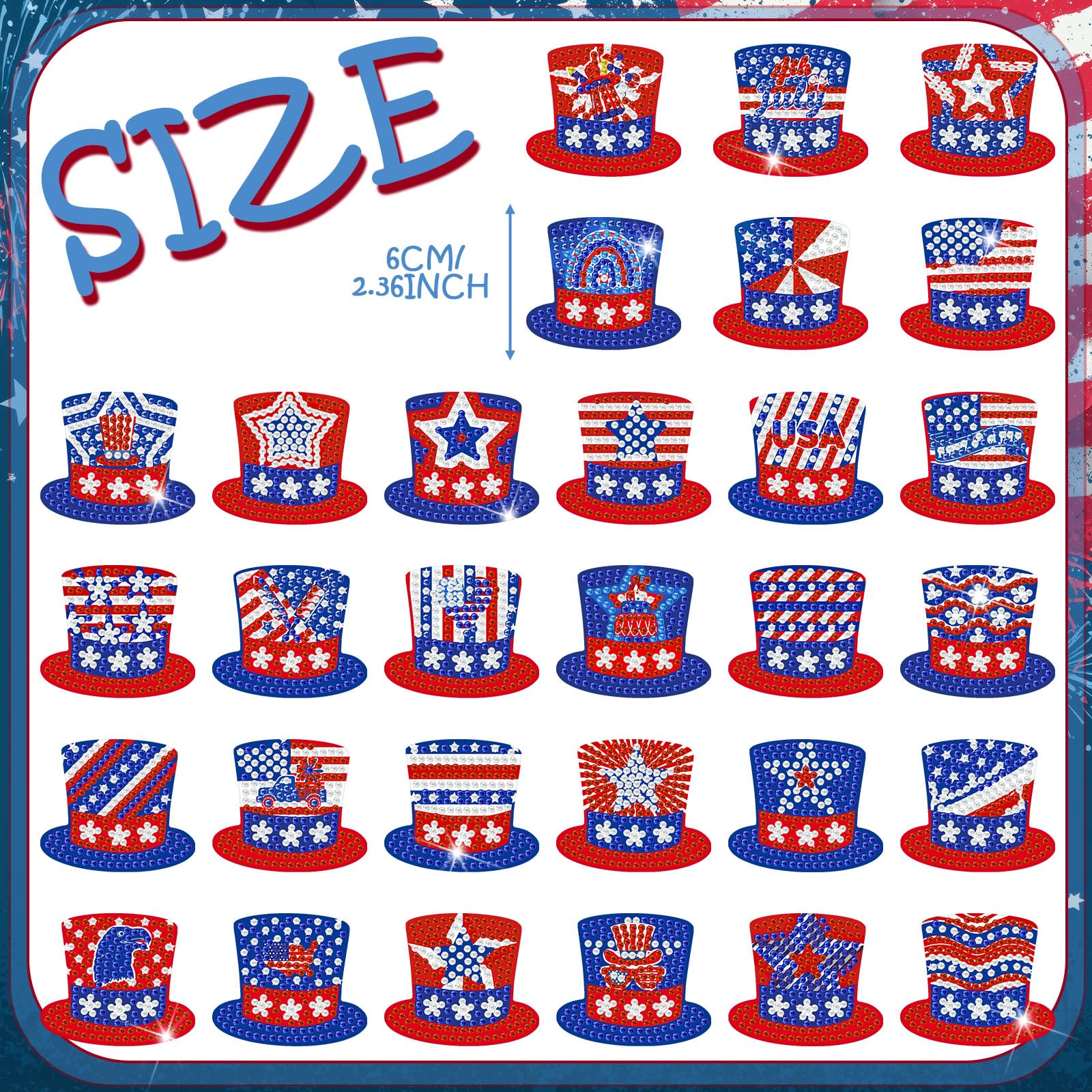 30PCS Patriotic Diamond Painting Fridge Magnets Kit