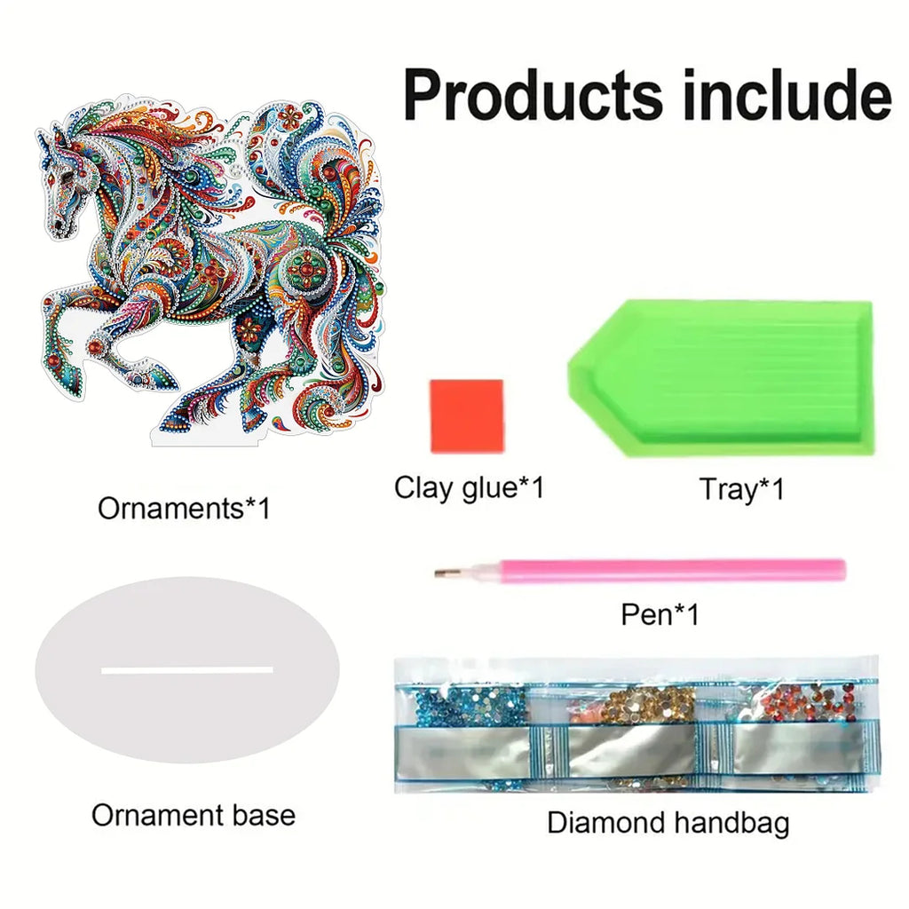 5D DIY Special Shape Diamond Painting Desk Ornament Horse Decor Kit