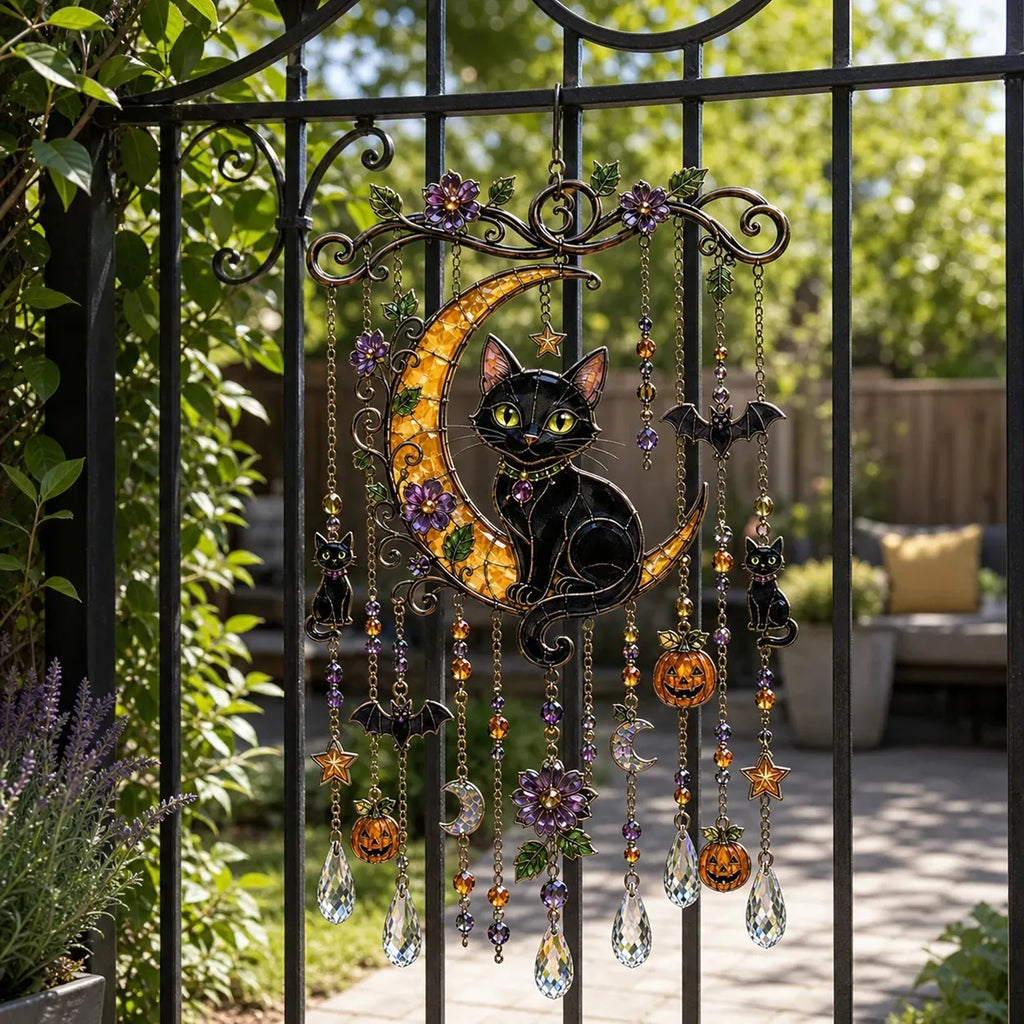 Halloween Glass Suncatcher Wind Chime