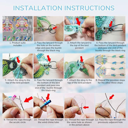 DIY Diamond Painting Double Sided 3D Wind Chime Pendant Hanging Kit