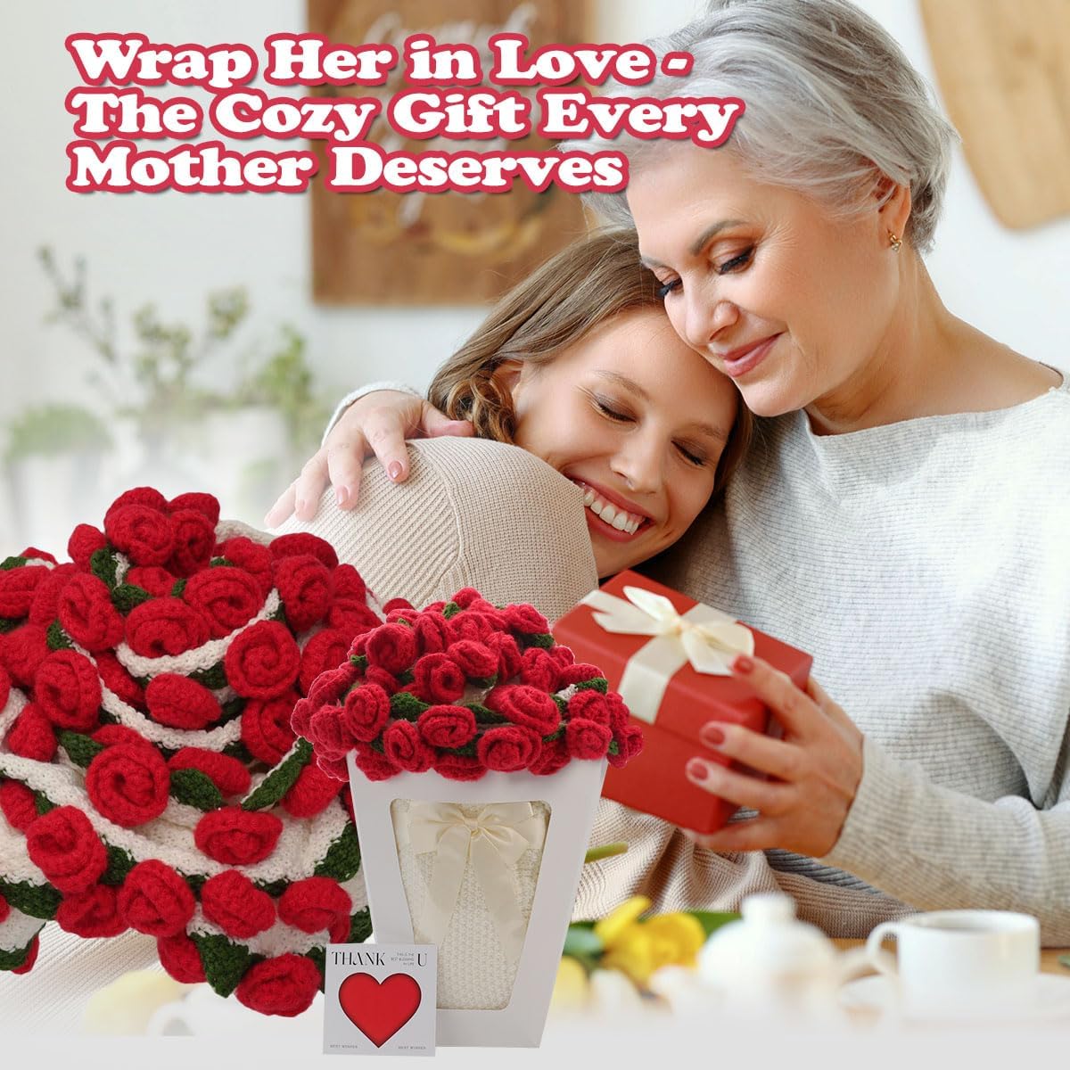 Rose Bouquet Crochet Blanket – Flower Blanket Gift