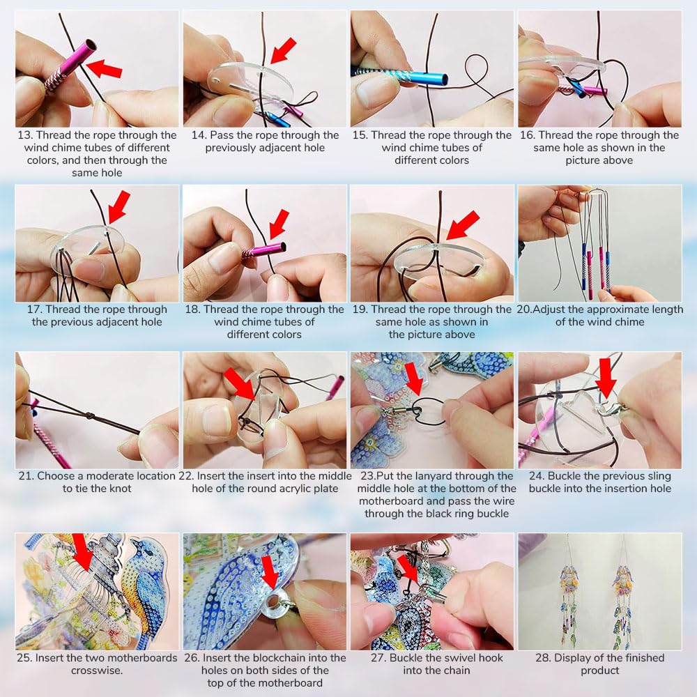 DIY Diamond Painting Double Sided 3D Wind Chime Pendant Hanging Kit