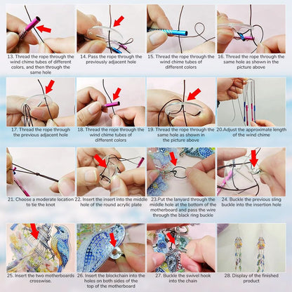 DIY Diamond Painting Double Sided 3D Wind Chime Pendant Hanging Kit
