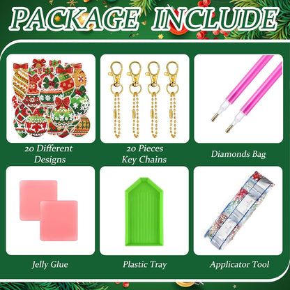 Christmas Diamond Painting Ornaments Kit – 20 Sparkling Hanging Decorations🎄