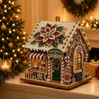 3D Christmas House Pearl & Diamond Painting Kit – DIY Wooden Holiday Craft