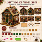 3D Christmas House Pearl & Diamond Painting Kit – DIY Wooden Holiday Craft