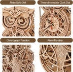 Owl Clock 3D Wooden Puzzle