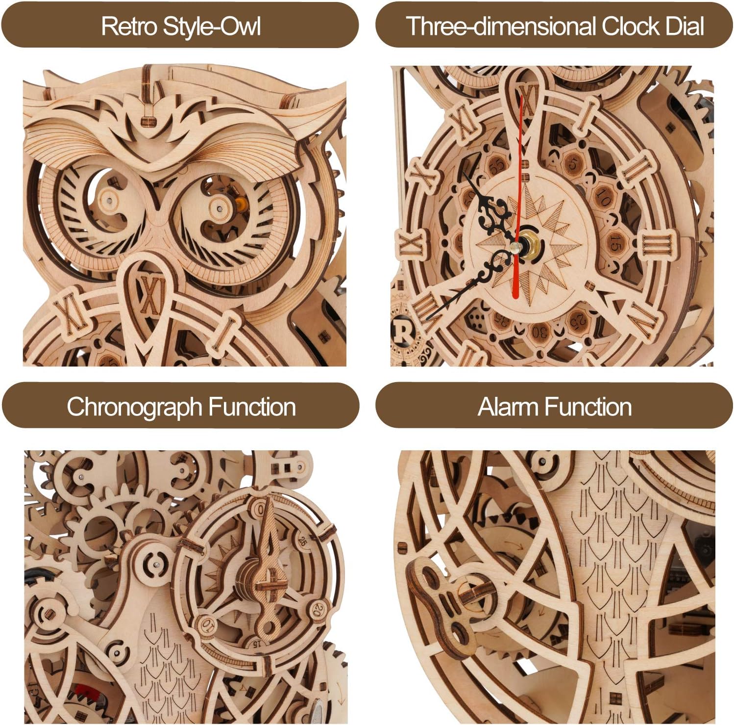 Owl Clock 3D Wooden Puzzle