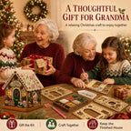 3D Christmas House Pearl & Diamond Painting Kit – DIY Wooden Holiday Craft