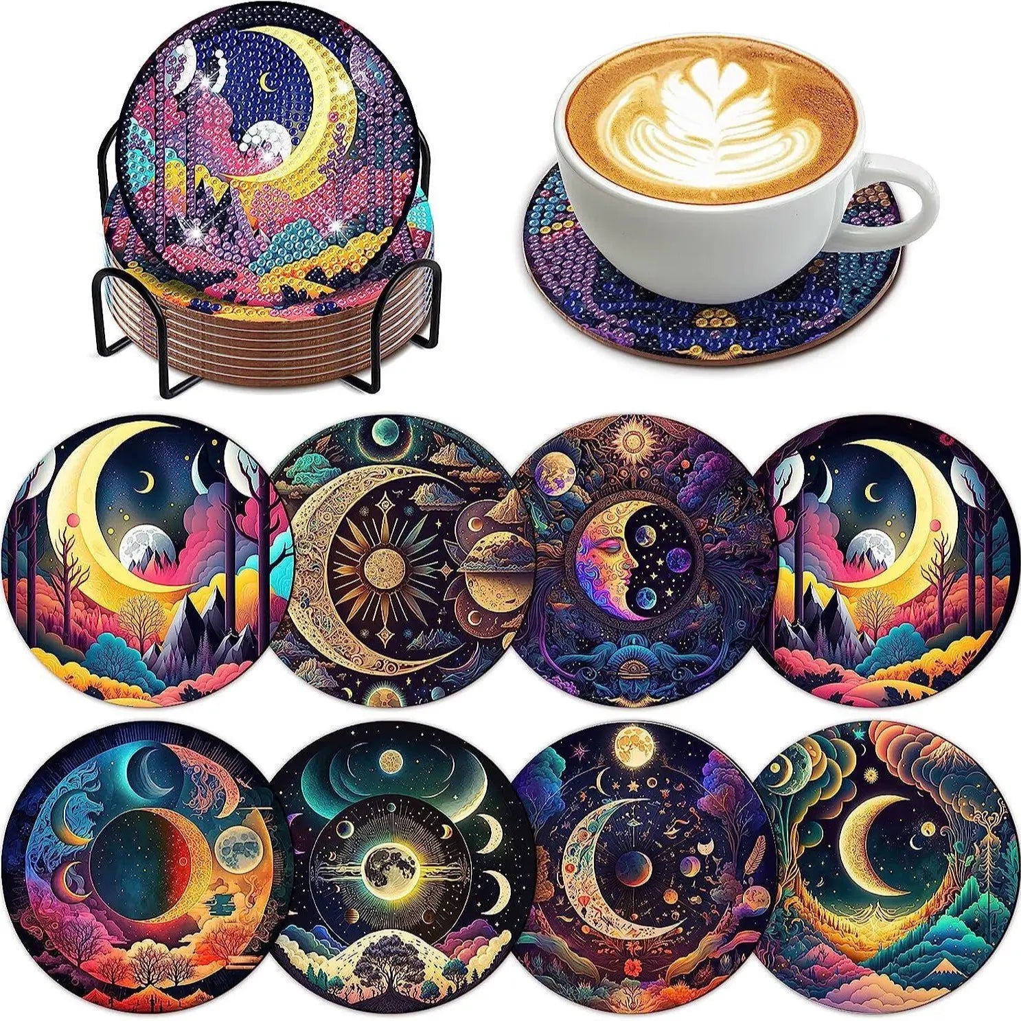 Cat & Moon Diamond Painting Coaster Kit