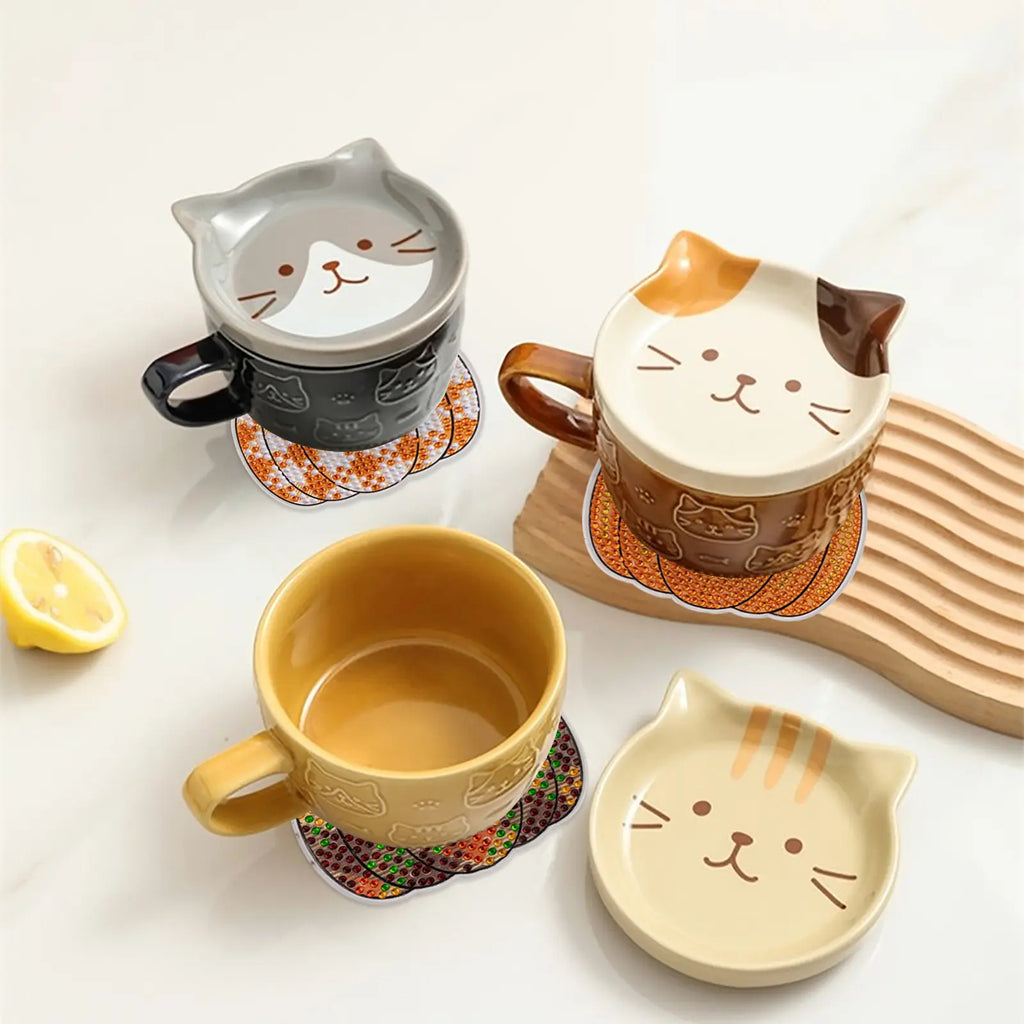 8PCS Pumpkin Diamond Painting Coaster Kit