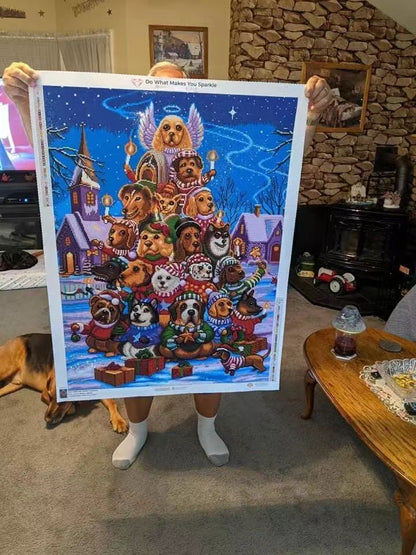 🐶🎄 Christmas Dog & Tree Diamond Painting Kit ✨