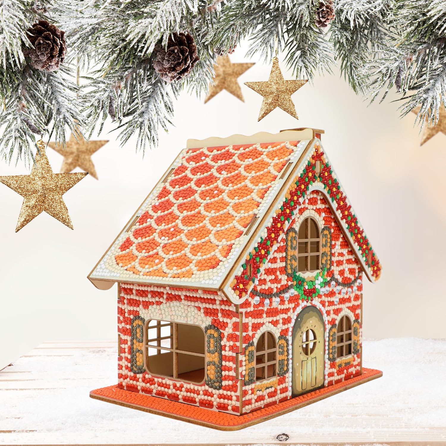 3D Diamond Painting Gingerbread House Kit – DIY Christmas Cabin Décor