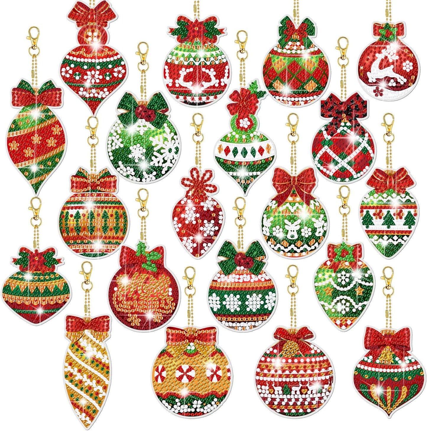 Christmas Diamond Painting Ornaments Kit – 20 Sparkling Hanging Decorations🎄