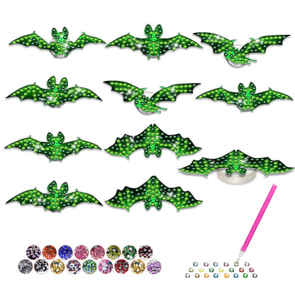 9PCS Light-Up Diamond Painting Hanging Set with pumpkins, ghosts, and bats. Perfect DIY décor for Halloween, parties, and festive celebrations.