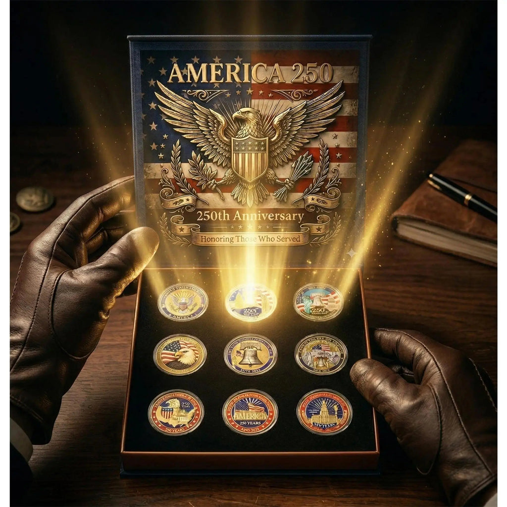 America 250th Anniversary Commemorative Coin Set – 9 Piece Collector’s Edition