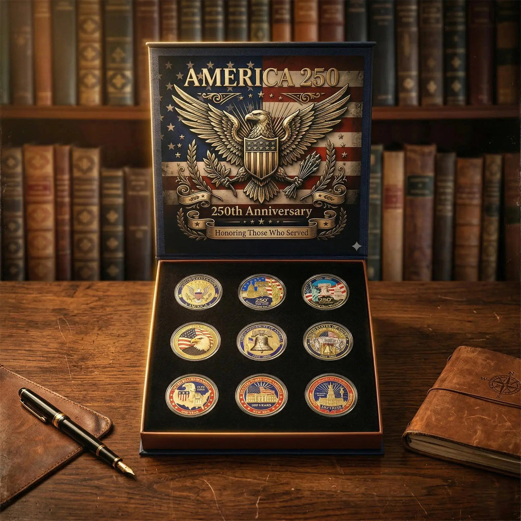 America 250th Anniversary Commemorative Coin Set – 9 Piece Collector’s Edition