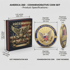 America 250th Anniversary Commemorative Coin Set – 9 Piece Collector’s Edition